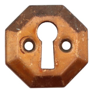 Vintage 1.375 In. Octagon Brass Keyhole Cover For Sale