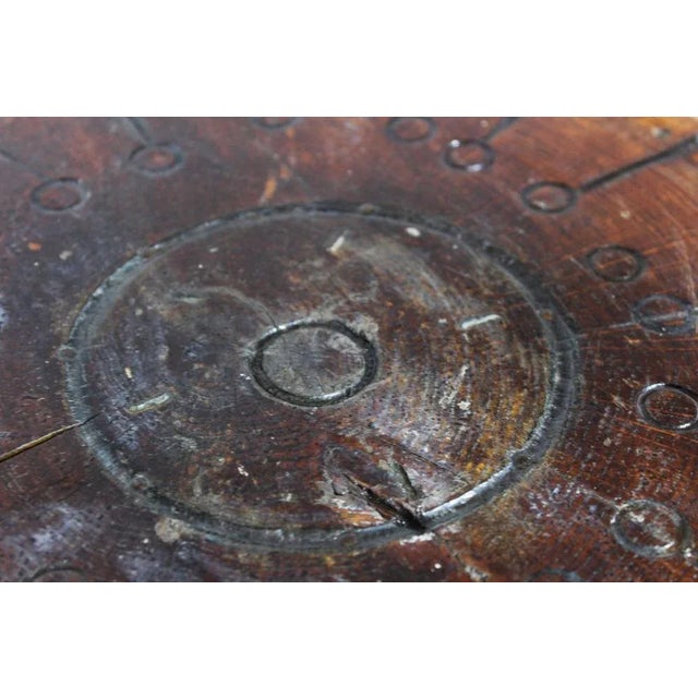 Brown Rustic Brutalist Stool in Sold Oak, 1950s For Sale - Image 8 of 12