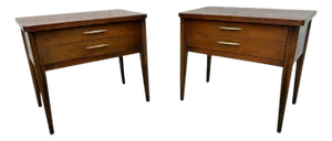 Mid-Century Modern Broyhill Saga Walnut Nightstands - Set of 2 - Refinished!