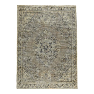 Vintage Tribal Medallion Rug in Muted Blues and Beiges – Handwoven Elegance With Architectural Symmetry - 4' 6'' X 6' 4'' For Sale