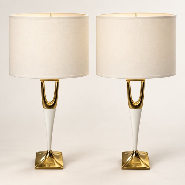 Cream Foy Table Lamps by Hickory Chair, Set of 2 For Sale - Image 4 of 4