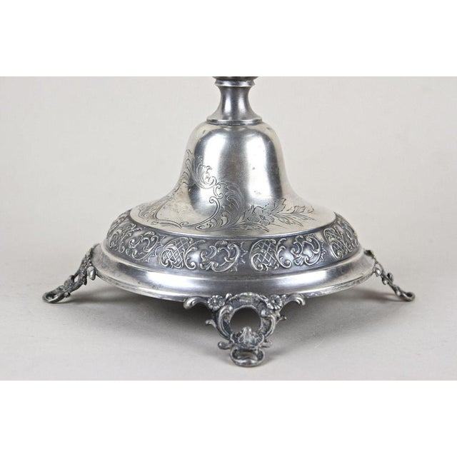 Metal Silver Centerpiece with Engraved Glass Bowl, Austria, 1895 For Sale - Image 7 of 15