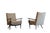 A vintage set of sculptural walnut lounge chairs, original from the 1970s. Reminiscent of George Nakashima's reverence for...
