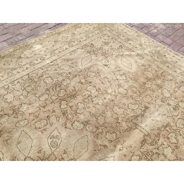 Textile Antique Distressed Hand Knotted Oushak Rug - 116" X 146.5" For Sale - Image 7 of 11