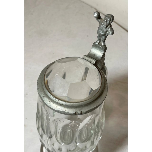 Footed Antique 19th Century Glass Pewter German Figural Lidded Beer Stein Mug For Sale - Image 12 of 12