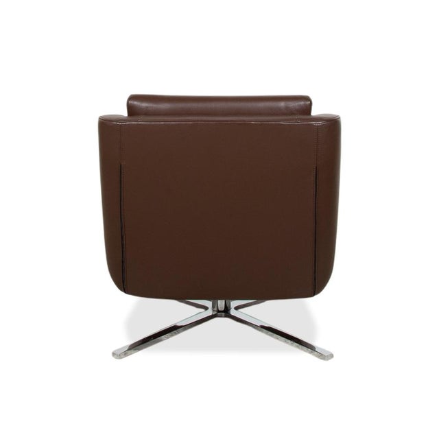 Pavo Leather Chrome Armchair Set in Brown with Manual Reclining Function from FSM, Set of 2 For Sale - Image 15 of 18