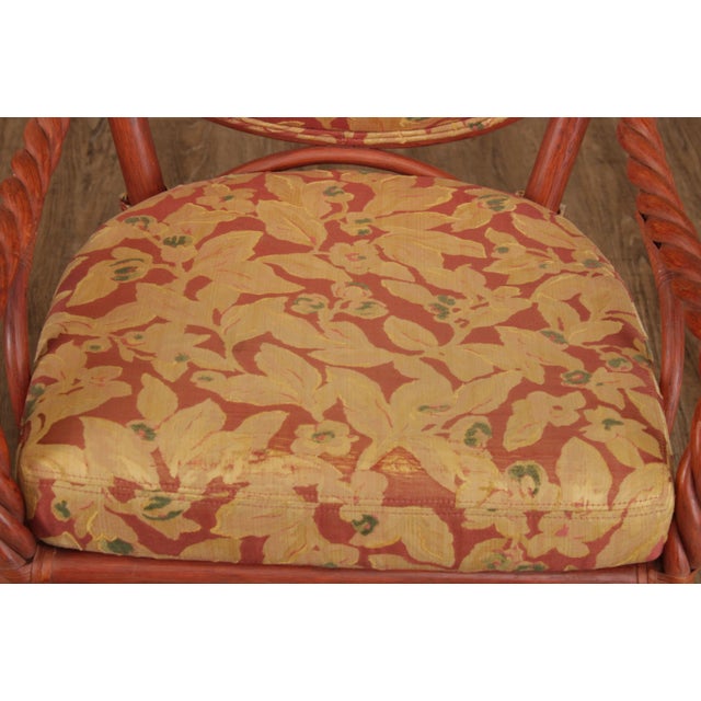 McGuire of San Francisco Painted Twisted Rattan Armchairs (B) - a Pair For Sale - Image 9 of 13