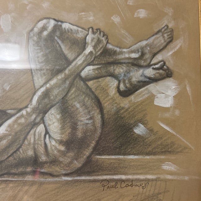 Vintage Paul Cadmus Mixed Media Charcoal and Paint in Gilt Frame For Sale In Houston - Image 6 of 9