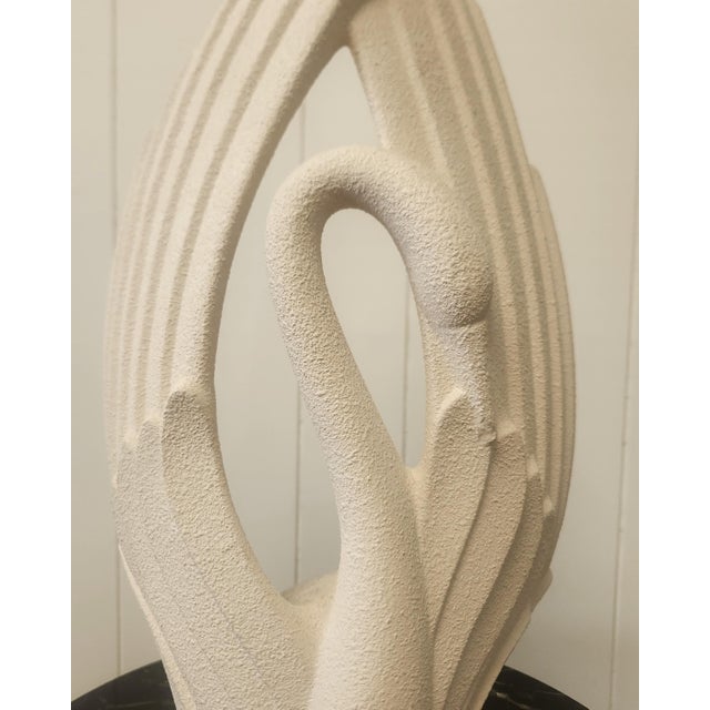 Art Deco Revival ceramic swan with sweeping wings, made by Haeger Pottery in the 1980s, likely a reissue of an earlier...