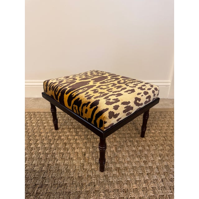 Brown 1970s Pair of Two Leopard-Printed Silk Velvet Footstools For Sale - Image 8 of 11