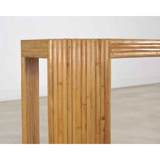 Organic Modern Pencil Reed Rattan Waterfall Console Table For Sale - Image 11 of 18