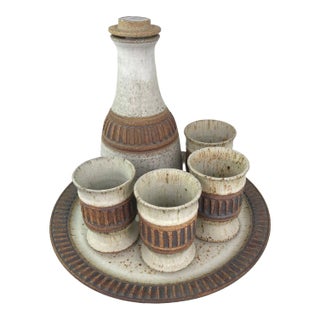 Mid-Century Studio Pottery Drink Set - 6 Pieces For Sale