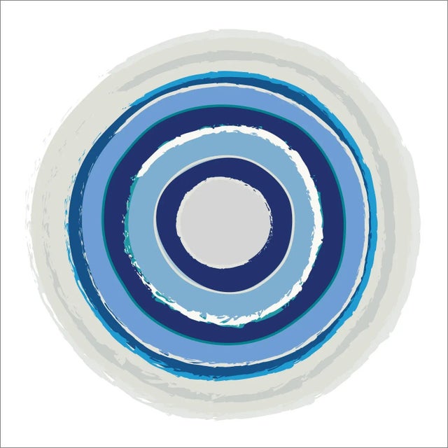 "Circles in Navy and Blues" Geometric Fine Art Print by Melinda Cox 30" X 30" For Sale