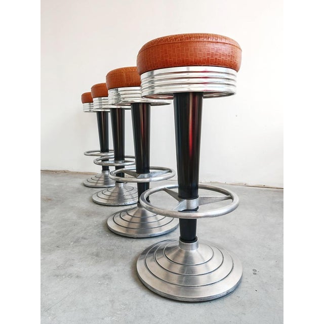 Art Deco Inspired Bar Stools by Go-in Desig,n Munich, Germany, 1980s, Set of 4 For Sale - Image 6 of 16