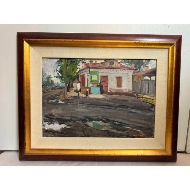 Mid-Century Modern Pushnin, Alexander, "Near the Market," Russian Painting, 1958 For Sale - Image 3 of 8