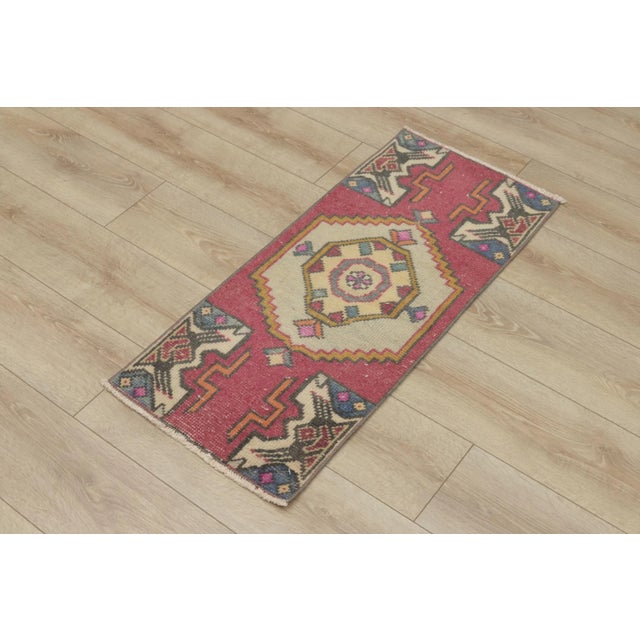 1980s Traditional Red Handmade Yastik Rug For Sale - Image 4 of 13