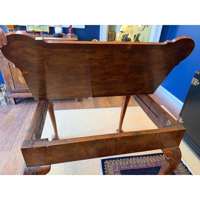 Antique Game Table/Flip Top Wall Table Burlwood For Sale - Image 4 of 12