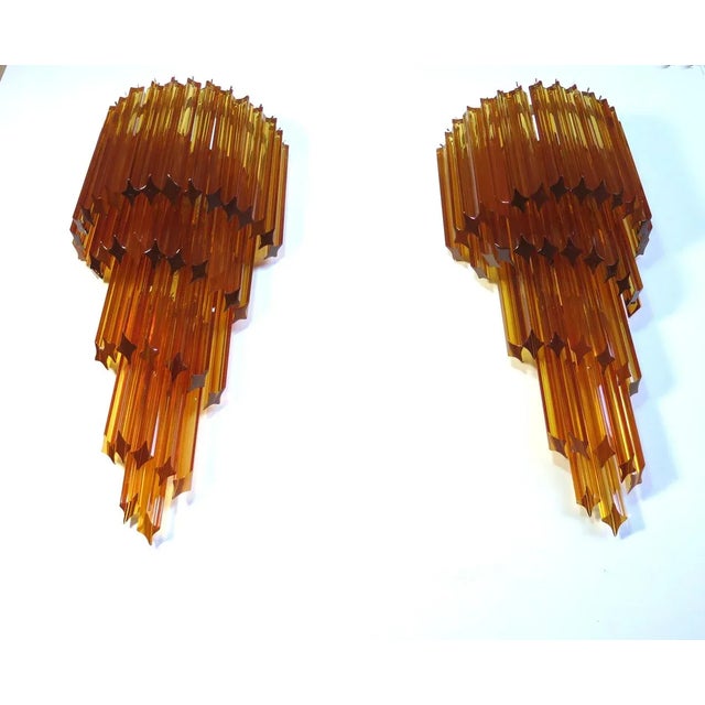 1980s Large Amber Murano Wall Sconces, 1980s, Set of 2 For Sale - Image 5 of 13
