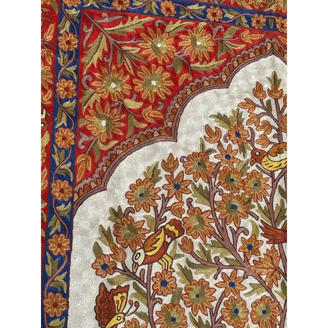 Vintage Indian Silk Embroidered Tapestry or Rug, 1990s For Sale - Image 15 of 18