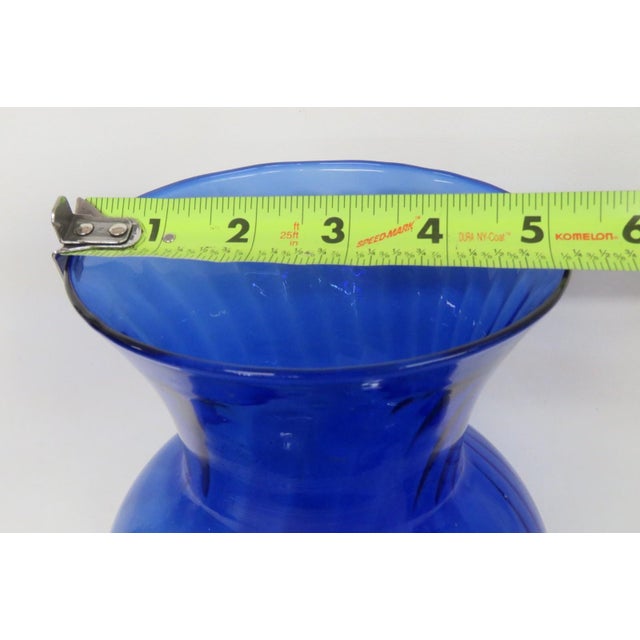 Indiana Glass Illusions 1980s Large Vase Cobalt Blue Optic Swirl Pattern 4876b For Sale - Image 10 of 11