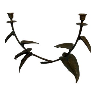 1960's Four Leaf Bronze W/Patina Candleholders - A Pair For Sale