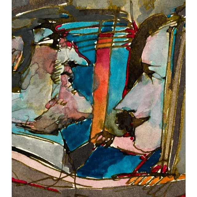 Abstract "Portrait of a Couple" 1990s Painting For Sale - Image 3 of 6