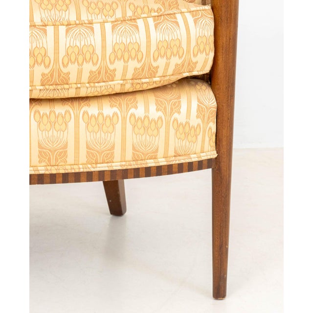 Mid 20th Century Art Deco Style Walnut Upholstered Club Chair For Sale - Image 5 of 8