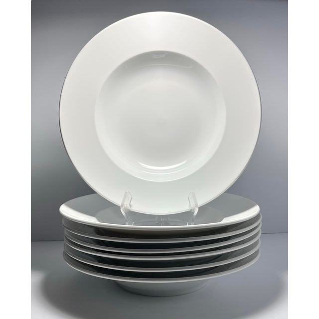 Crate & Barrel Maison 7 White Porcelain Large Rim Pasta or All Purpose Bowls 12” Good condition. No chips, cracks, or...