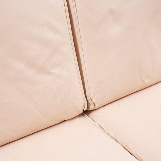 Vintage Cream Leather Sofa For Sale - Image 3 of 15