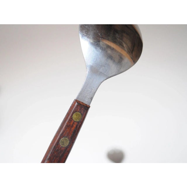 Vintage Japanese Modernist Rosewood and Stainless Steel Salad Tongs/Serving Utensils For Sale - Image 11 of 11