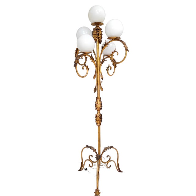 Mid-Century Modern Vintage Floor Lamp in Wrought Iron, 1950s For Sale - Image 3 of 8
