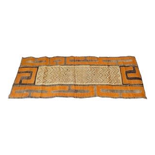 Vintage Kuba Kasai Raffia Appliques Textile 42" Long For Sale