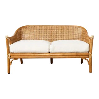 McGuire Organic Modern Caned Rattan Settee Loveseat For Sale