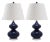 Alfred 24 Inch H Double Gourd Glass Table Lamp in Navy - a Pair For Sale