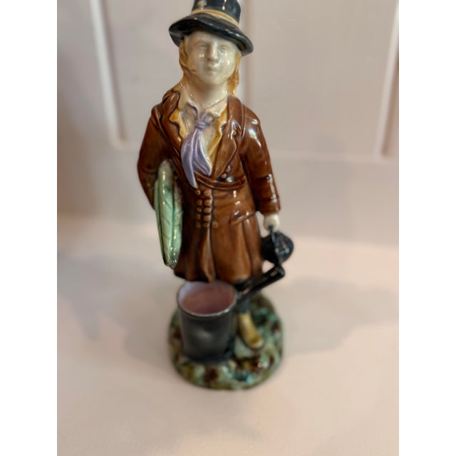 Step back in time with this breathtaking, museum-quality pair of genuine late Victorian antique Continental Majolica...