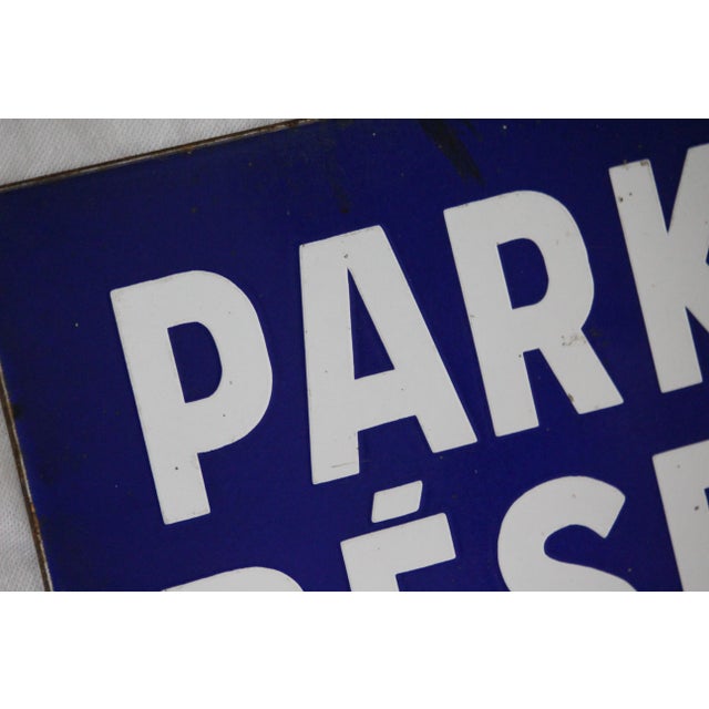 Blue and White Enamel Metal Traffic Sign, 1950s For Sale - Image 10 of 17