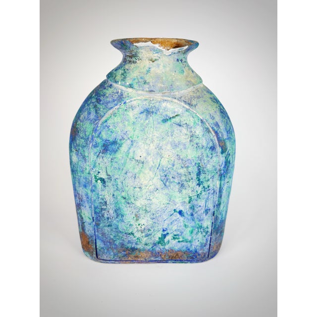 1960s Large Hand-Built Painted Clay Vase With Swan Relief, Mid-Century Studio Art Pottery For Sale In Atlanta - Image 6 of 12