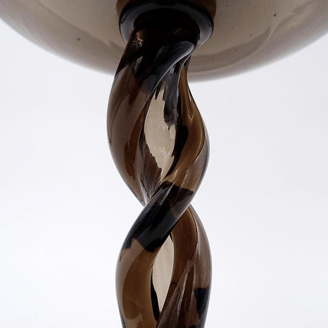 Mid-Century Twisted Smoked Glass Bowl, Italy, Murano, 1960s For Sale - Image 3 of 15