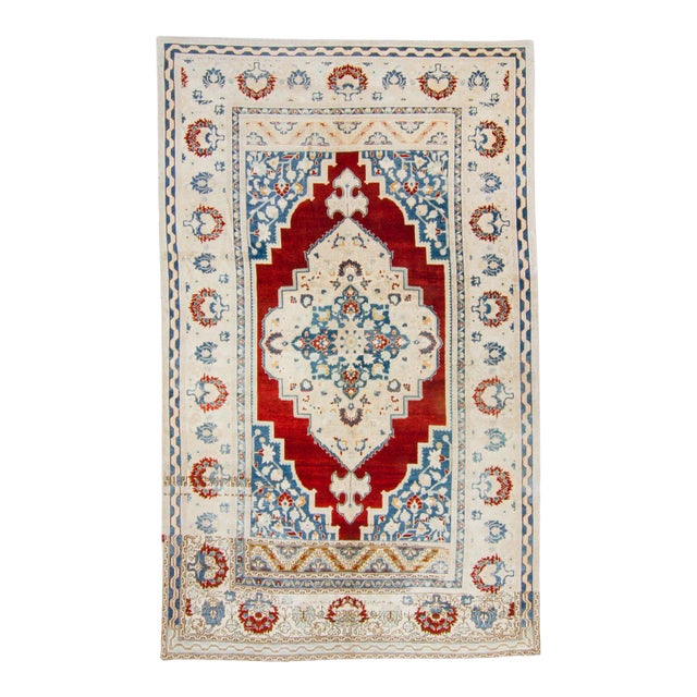 1930s Vintage Oushak Medallion Hand-Knotted Rug - 6’11” X 11’4” For Sale
