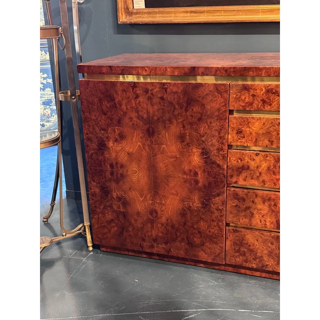 Early 21st Century MCM Design Burl Walnut and Brass Sideboard For Sale - Image 5 of 9