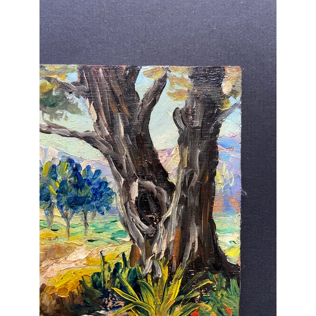 Aqua Edmond Flégier, Provence Landscape, 1950s, Oil on Panel For Sale - Image 8 of 10