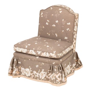 Floral Upholstered Slipper Chair For Sale