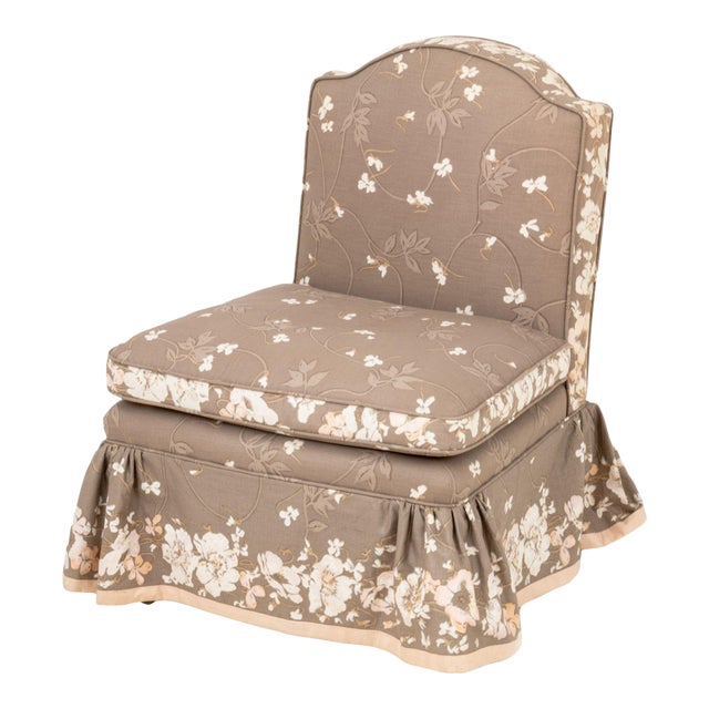 Floral Upholstered Slipper Chair For Sale
