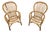 Late 20th Century Pair of Rattan Fan Back Lounge Chairs For Sale