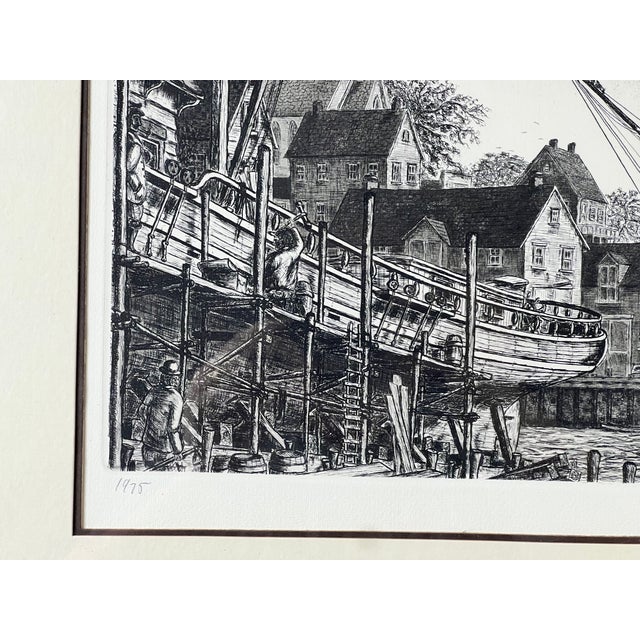 Traditional 1970s Framed Etching “The Schooner” by Alan Jay Gaines For Sale - Image 3 of 7