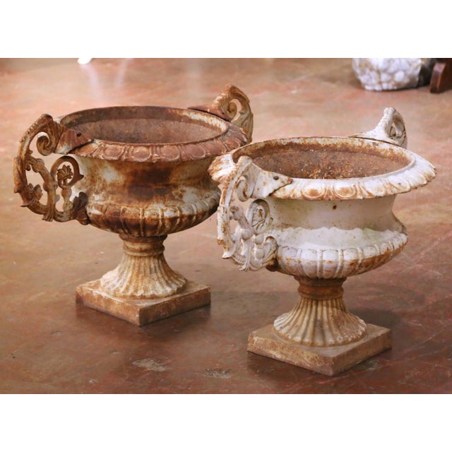 Bring timeless French elegance to a garden, terrace, or interior conservatory with this impressive pair of antique French...