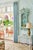 Chelsea House Inc ​Vintage Repurposed Architectural Clock Case Pale Seafoam Blue Curiosity Trinket Cabinet Wall Shelf For Sale - Image 4 of 12