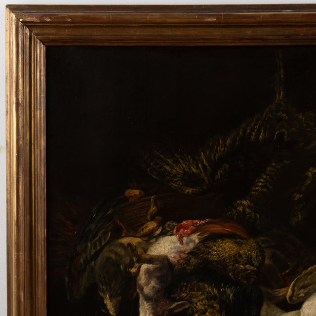 19th-century oil on canvas depicting a traditional larder or pantry scene, executed as a reproduction after a masterwork...