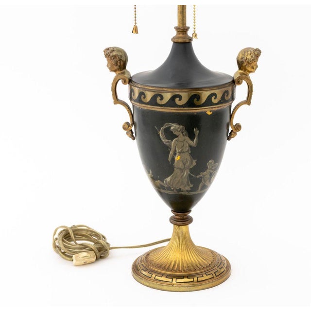 Late 20th Century French Empire Style Painted Gilt Metal Table Lamp For Sale - Image 5 of 9