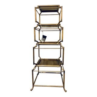 Baker Asian Style Antique Brass Finished Etagere For Sale